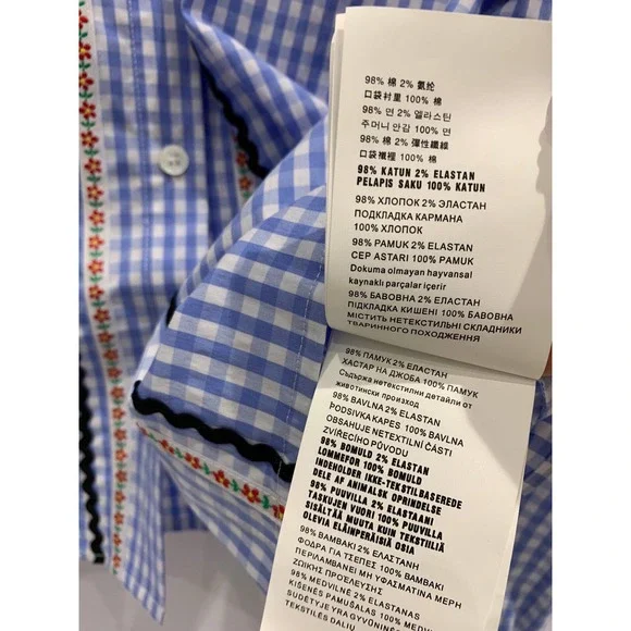 NEW $ 1180 Miu Miu gingham embroidered shirt